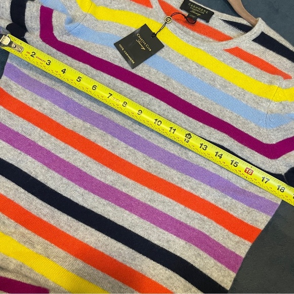 Charter Club | 100% Cashmere | Women’s Multicolor Striped Scoop Neck Sweater - Picture 8 of 9
